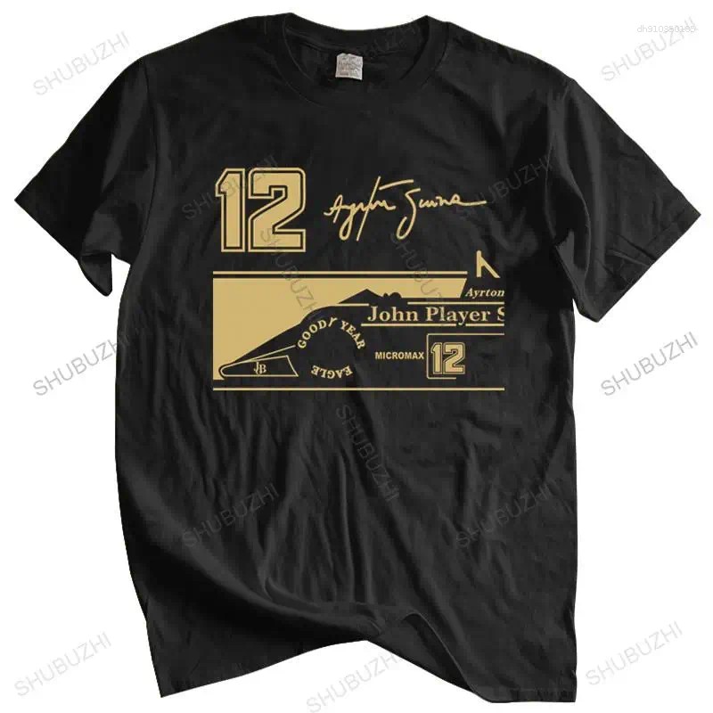 Men's T Shirts Cotton Tshirt Men Summer Tees Shirt Novelty O-Neck Tops Ayrton Senna Jps Tribute T-Shirt 12 Signature Funny Mens