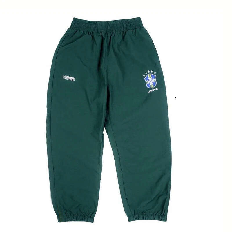 Men's and women's Brazilian printed embroidered casual windbreaker zipper sportswear fashionable pants green