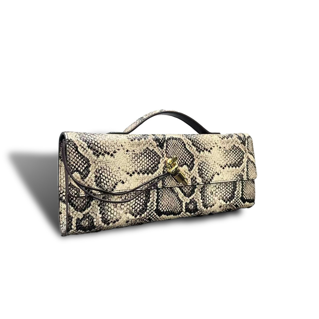 Handmade Snake Skin Pattern Woven Shoulder Bag for Women - Elegant Evening Handbag