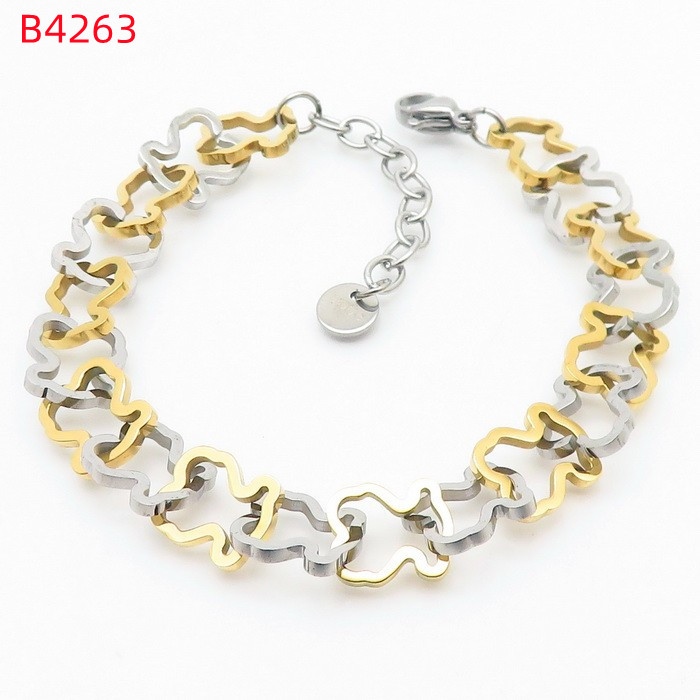 Stylish Stainless Steel Chain Bracelets for Women and Men Round Bear Hollow Design Fashion Jewelry Gift Z250910
