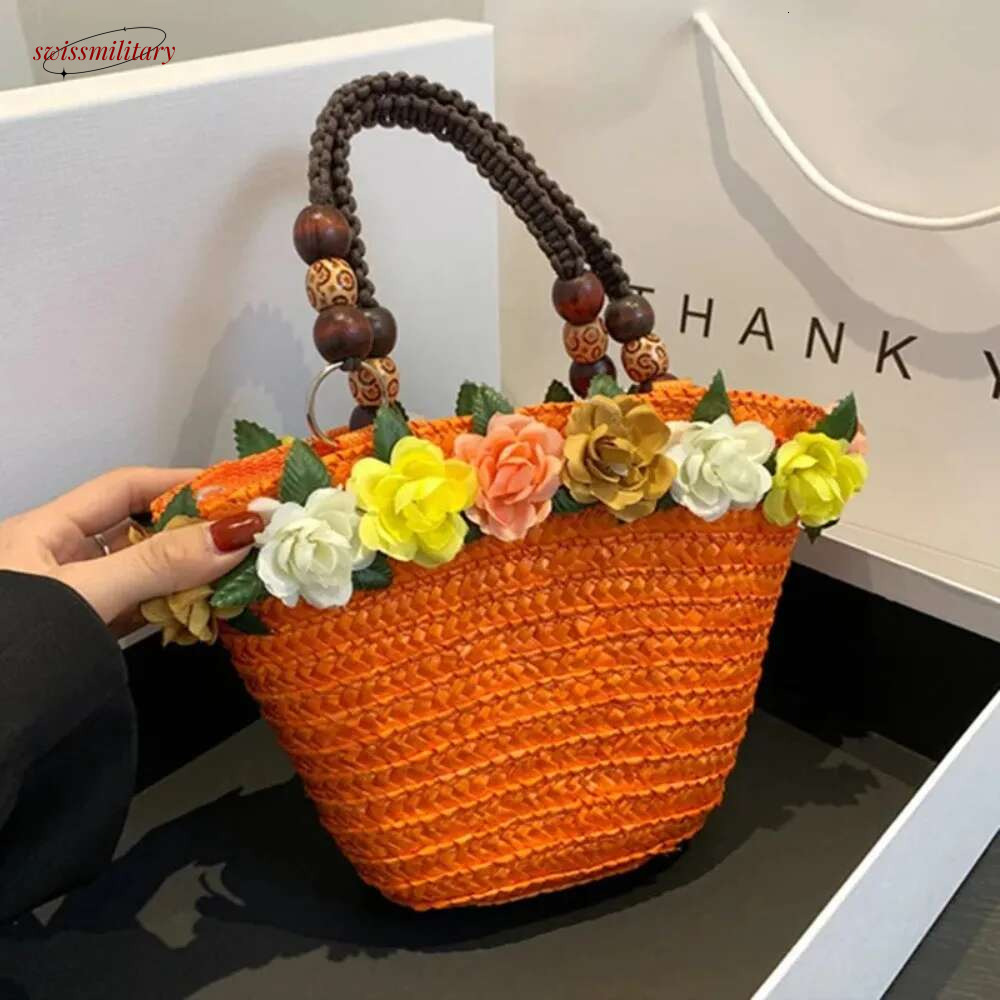 Beach Bags Convenient High-capacity Hand-Woven Rattan Purse Straw Bag swissmilitary