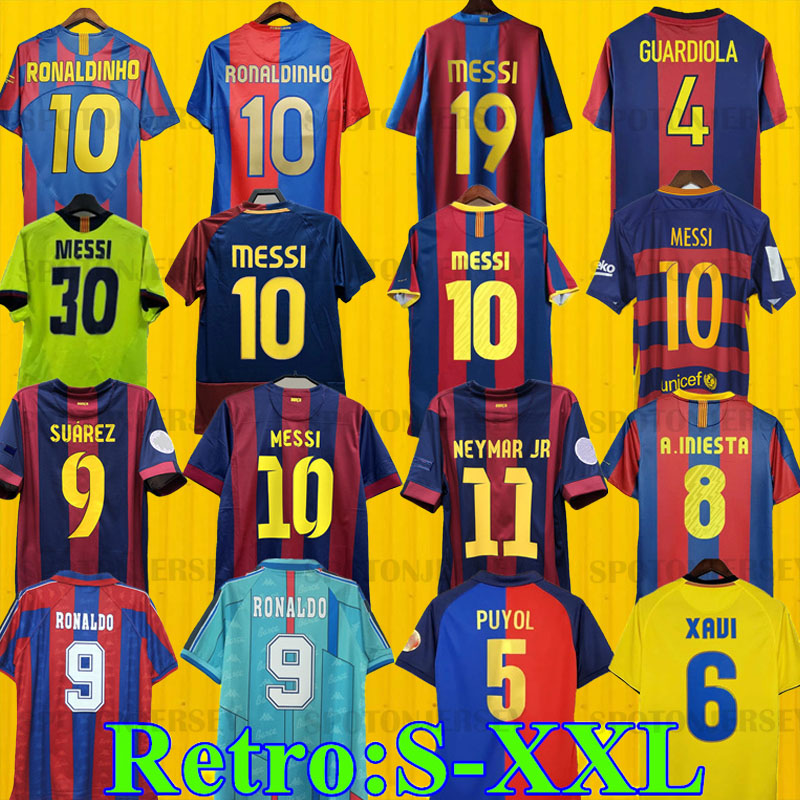 Retro soccer jerseys kit 96 97 07 08 09 10 11 RONALDO RIVALDO Iniesta final classic maillot de foot football shirt XAVI A.INIESTA XAVI HENRY retro jersey