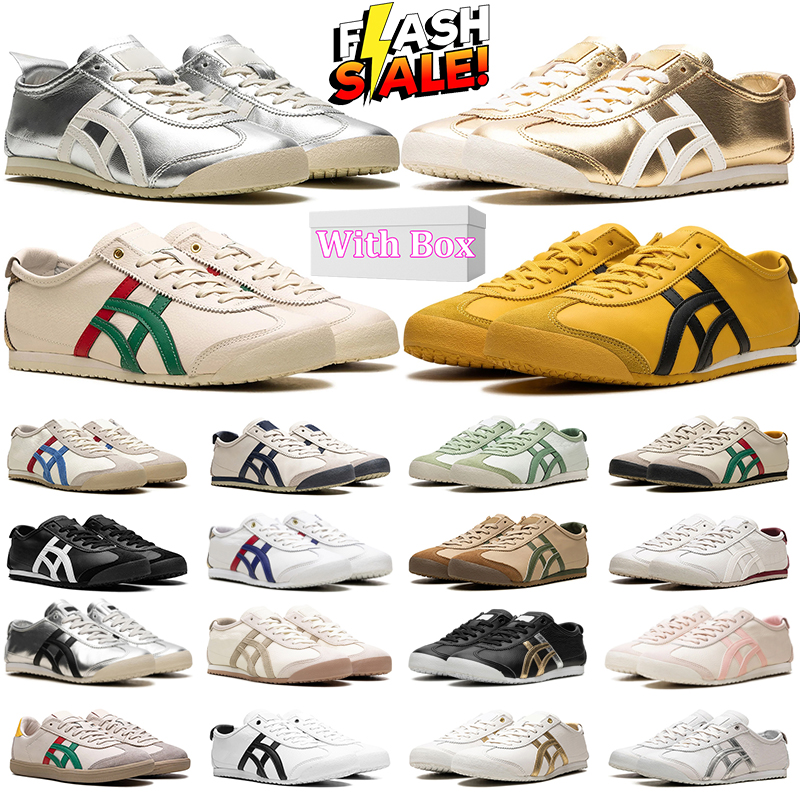 Free shipping with box designer shoes tiger Tokuten mexico 66 mens sneakers Hundred Hollowed Triple Black White Pure Silver Kill Bill women sports trainers size 4-11