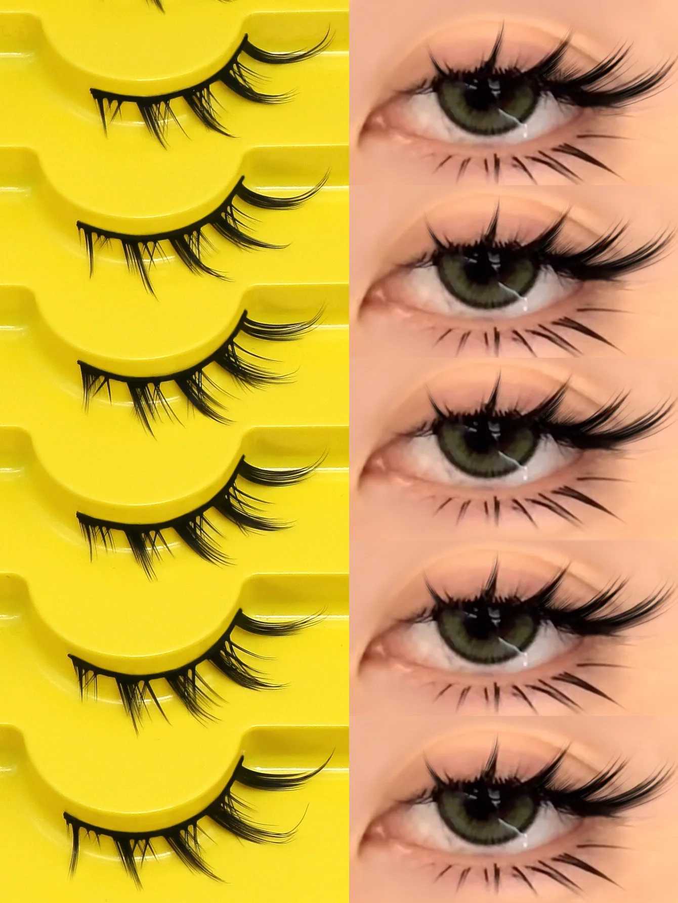 GROINNEYA Cat Eye Lashes 5/7Pairs Natural False Eyelashes 3D Faux Mink Soft Anime Eyelashes Cosplay Volumized Lashes ExtensionXJ250116