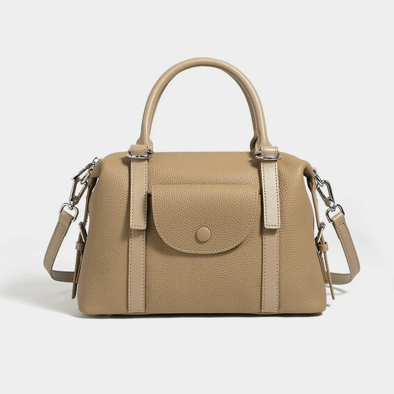 Hifashion Cow Genuine Leather Boston Tote Handbags For Women Trend ner Satchel Purses Ladies Shoulder Crossbody Bags 250114