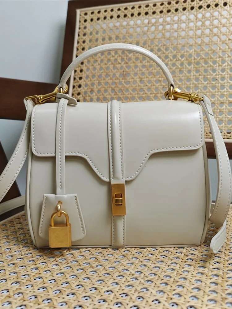 Women's Small Casual Tote High Quality Cow Split Leather Shoulder Bag With Lock Hasp Flap - Perfect For Everyday Use