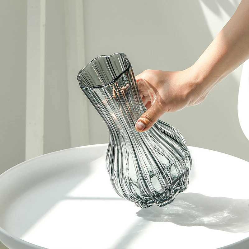 Vases Glass Transparent Flower Vase Retro Hydroponics Plants Pot Clear Flower Container Flowers Arrangement Bottle Table Decoration H250116