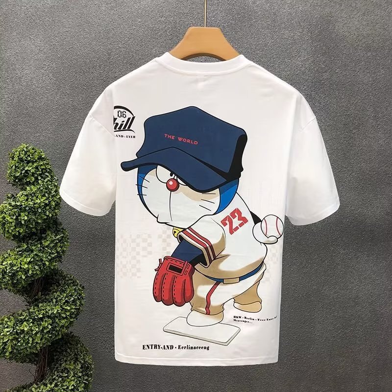 Youth printed men's short sleeve T-shirt half sleeve summer men's handsome fashion brand cartoon T-shirt top summer
