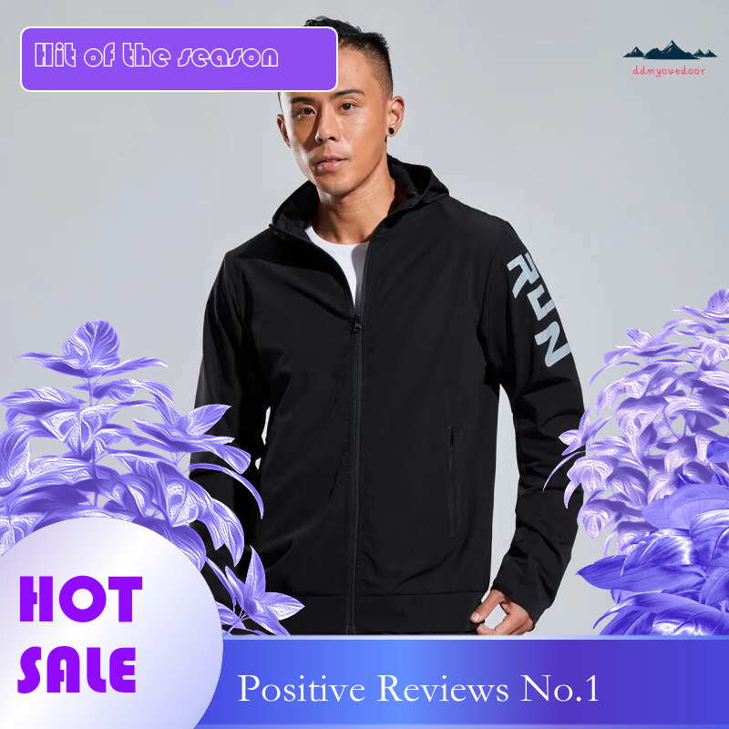 Ddmyoutdoor China Domestic Mens Casual Jacket Sports Zipper Solid Printing Run Hooded Outdoor Fiess Training Long Sleeves Man Streetwear Fashion Coat