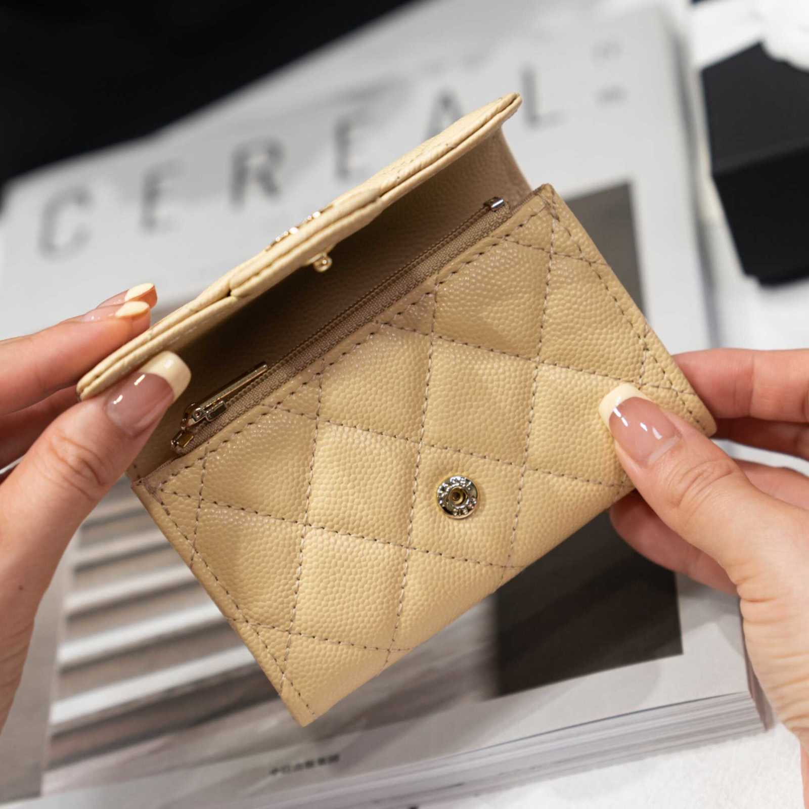 Luxury designer Card Holders Genuine leather diamond grid caviar ball patterned card bag lychee patterned coin purse short card bag leather wallet women's wallet