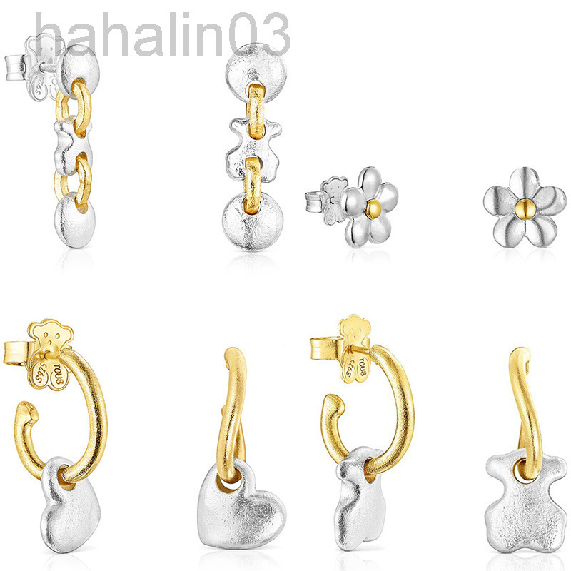 Desginer touss jewelry Xiongjia S925 Pure Silver Two Tone Forest Earrings Light Luxury Simple Small Fresh and Trendy Accessories Spanish Earrings