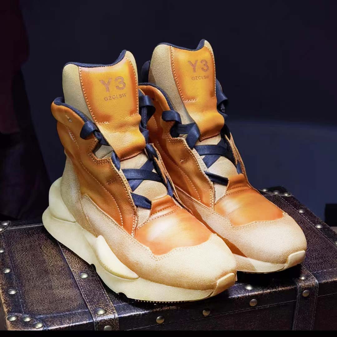 New winter leather retro fashion trend platform high top shoes increase daddy shoes Couple shoes men's shoes