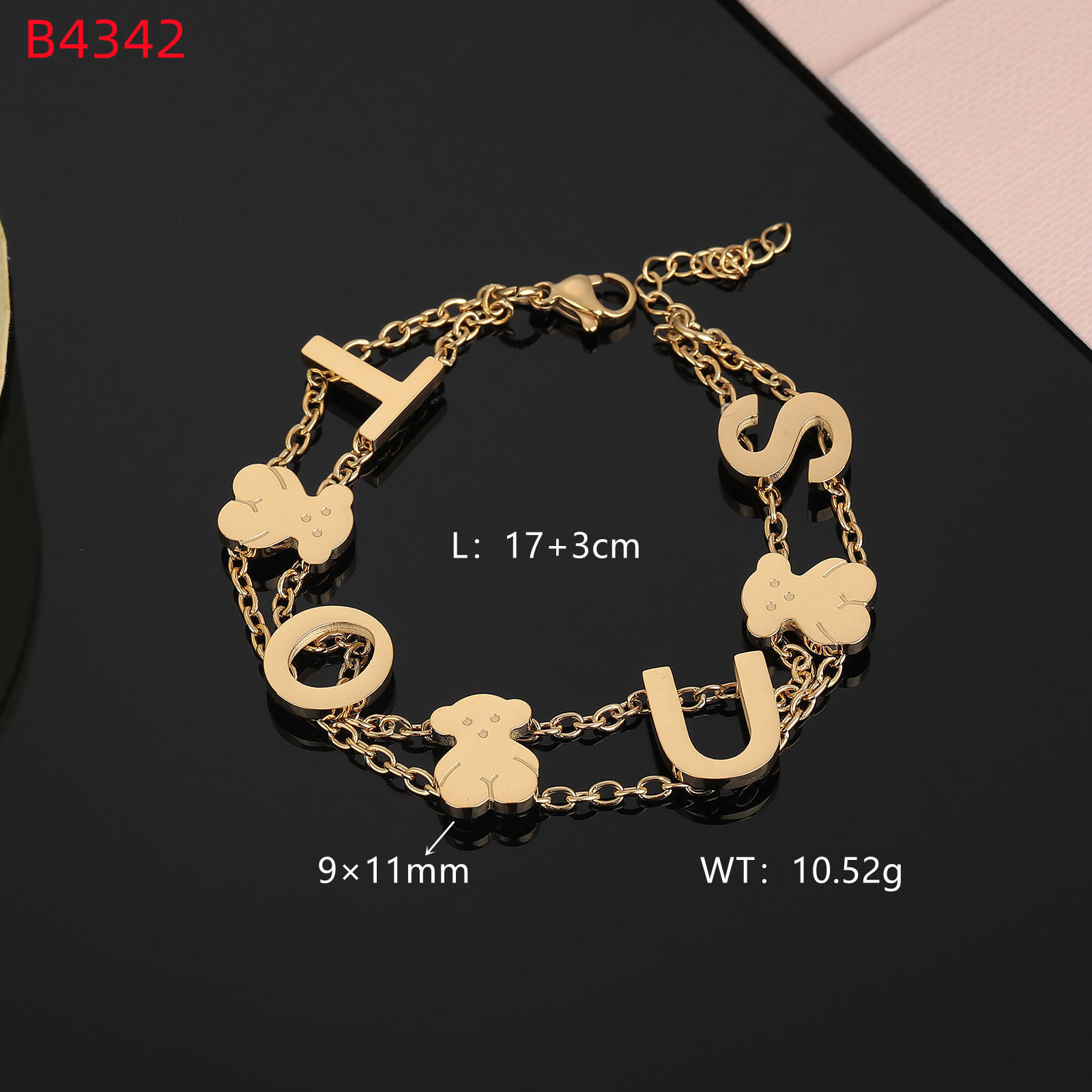 Stylish Stainless Steel Chain Bracelets for Women and Men Round Bear Hollow Design Fashion Jewelry Gift Z250910