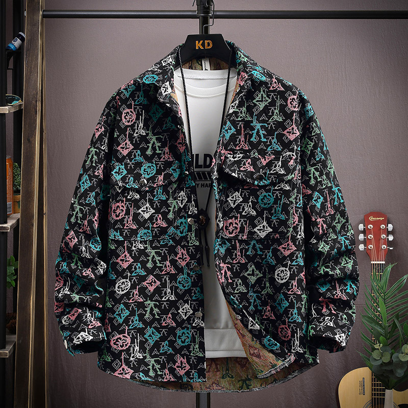 Jacket men's spring style personality fashion casual handsome trend lapel coat 2025 Korean version slim-fit teenagers brand shirts