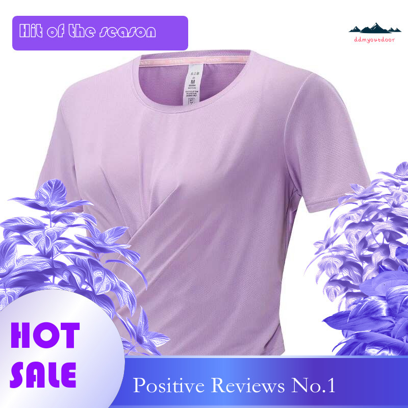 Ddmyoutdoor China Domestic Yoga Sport Blouses Outdoor Training Running Quick Dry Sports Fiess Shirt Breathable Slim Fashion O Neck Short Sleeves