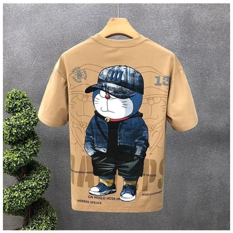 Youth printed men's short sleeve T-shirt half sleeve summer men's handsome fashion brand cartoon T-shirt top summer