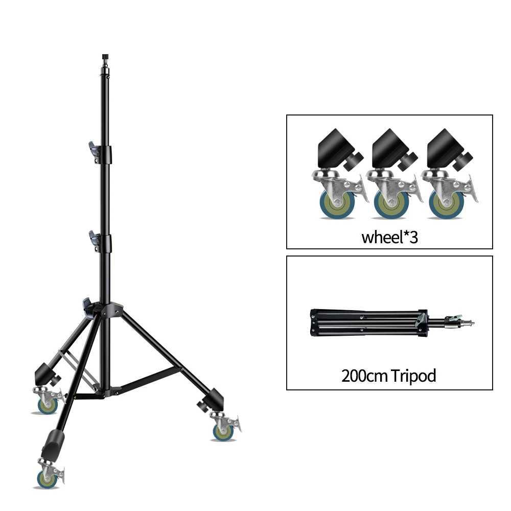 SH 190cm 1/4 Screw Head Light Tripod Stand With Wheels Photography Selfie Portable Trepied Smartphone For Mini Photo Studio Z250116