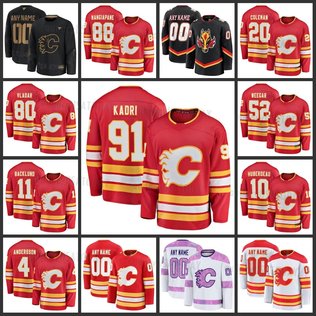 2025 Hockey Jersey MacKenzie Weegar Mikael Backlund Andrew Mangiapane Nazem Kadri Rasmus Andersson Jonathan Huberdeau McDonald Coleman Alternate Custom