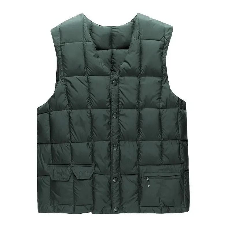 Mens Vest Jacket Sleeveless Jackets Winter Thick Warm Lightweight Waistcoat Loose CottonPadded Vneck Buttons Coat XL5XL 250114Z