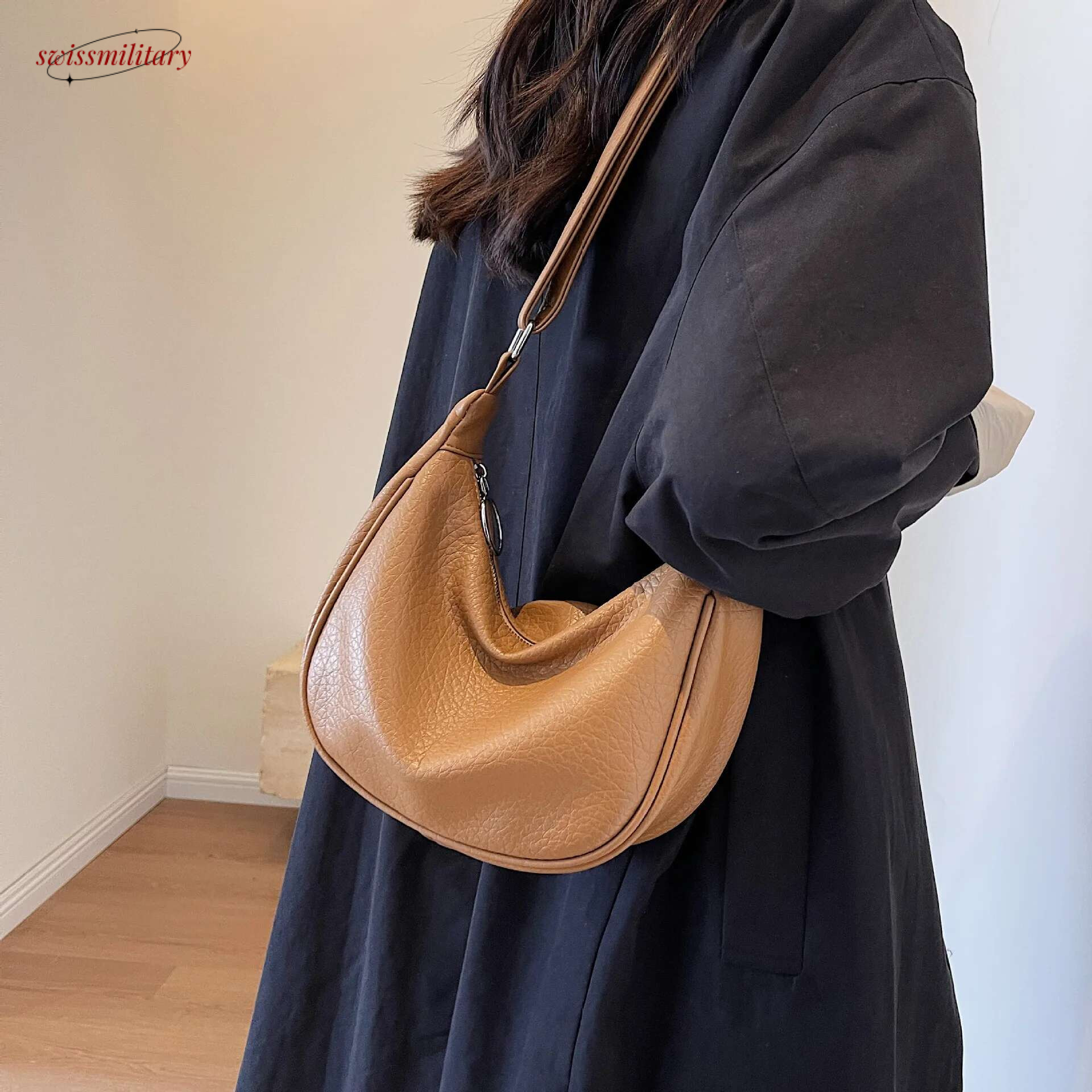 Solid Color Hobos For Women Large Capacity Travel Crossbody Female Half Moon Shoulder Bag Ladies Daily Fanny Packs swissmilitary