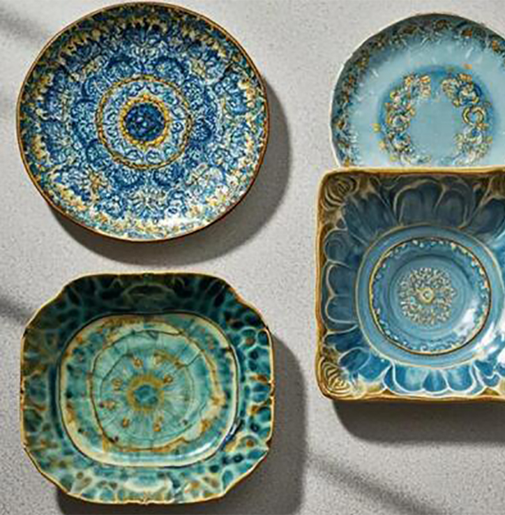 Dishes Plates Personalized Cups Kit Western Plate Tableware Small Oval Plates Ceramic Dinnerware Deep Blue Colorful Set Chinese Color Round Plates Din