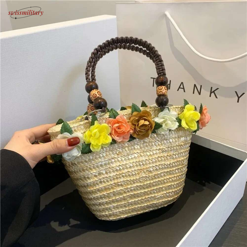 Beach Bags Convenient High-capacity Hand-Woven Rattan Purse Straw Bag swissmilitary