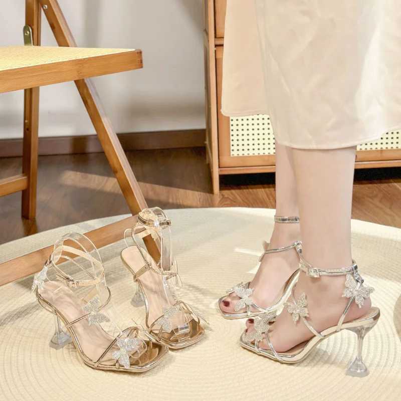 Women Shiny Rhine Bowtie High Heels Sandals Summer Transparent Thin Heeled Pumps Ladies Luxury Fi Party Dress ShoesXJ2500305