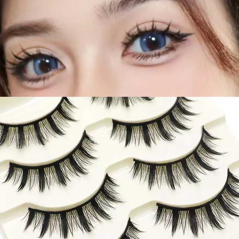 5 Pairs Natural Long Cat Eye False Eyelashes Cosplay Makeup Cross Strip Eye Lashes Handmade Manga Lashes Extension Mink CiliosXJ250116