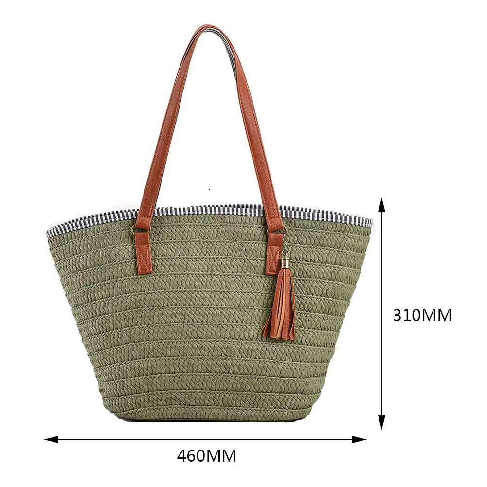 Handmade Summer Handbags Straw Weaving Tote Bag Hand-Woven Fashion Underarm Large Capacity Beach Shoulder Bags with Tassels