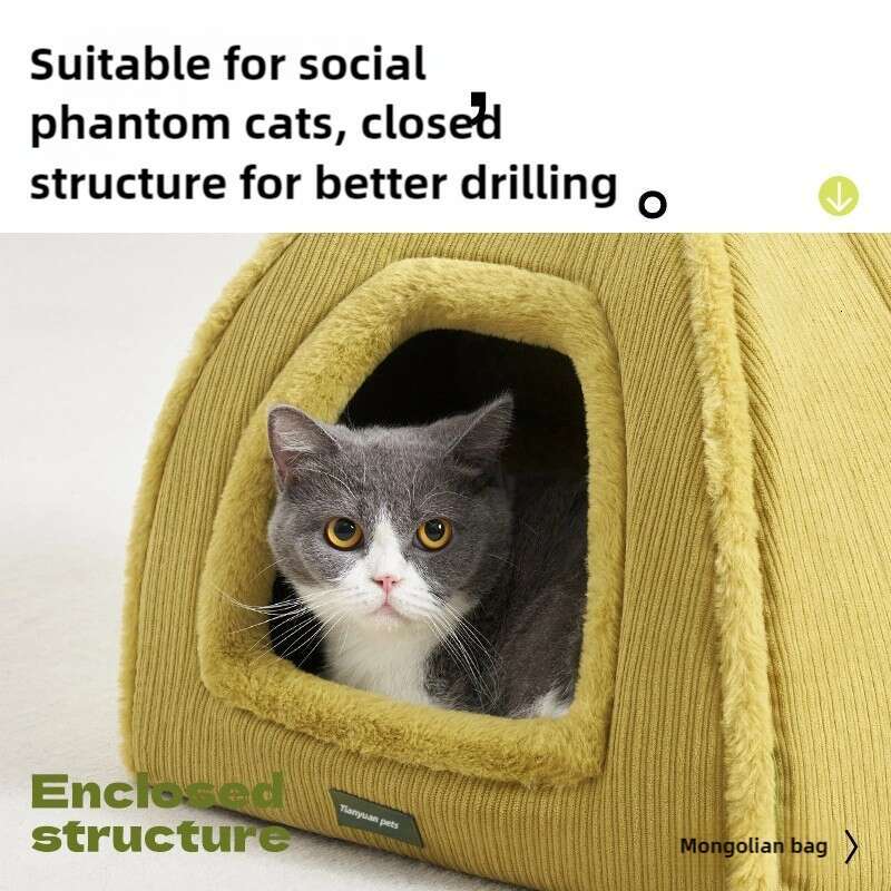 Winter Warm Enclosed Cat Bed with Sturdy Design for Long Lasting Comfort No Sagging or Bottom Touch