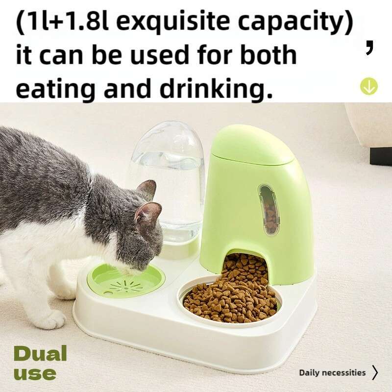 Automatic Pet Food and Water Dispenser with Flowing Design for Cats and Dogs No Electricity Needed