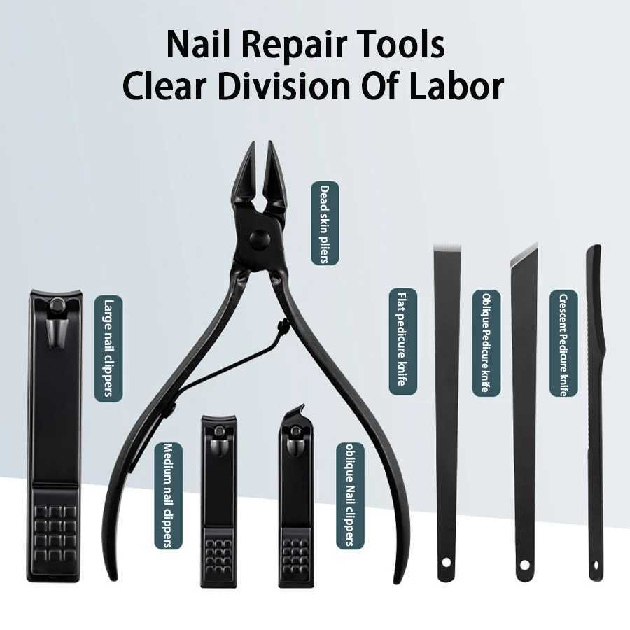 7/12/18/20/24PCS Set Professional Manicure Set Kits Stainless Steel Fingernail Toenail Clippers Set with Leather Portable CaseXJ250121