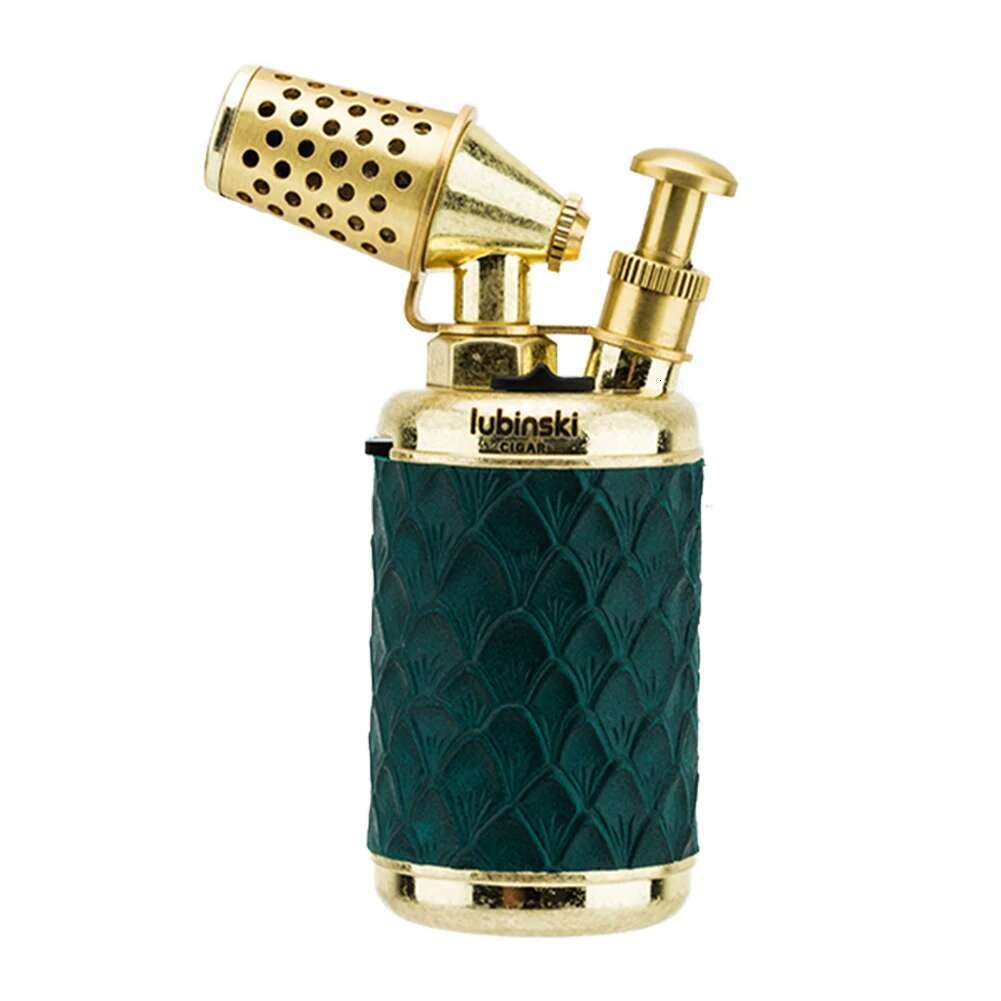 Lubinski Metal 2 In 1 S Drill Strong Power Cigar Torch Lighter With Fish Scale Pattern For Smoking Lover
