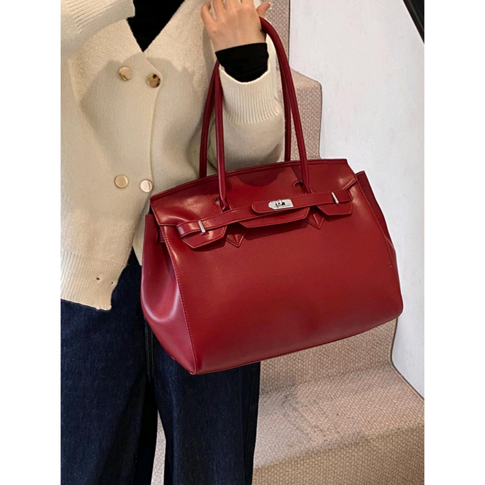 Retro Bag Women's Winter New Large-capacity Commuter Tote Bag Shoulder Underarm Bag Portable Large Bag