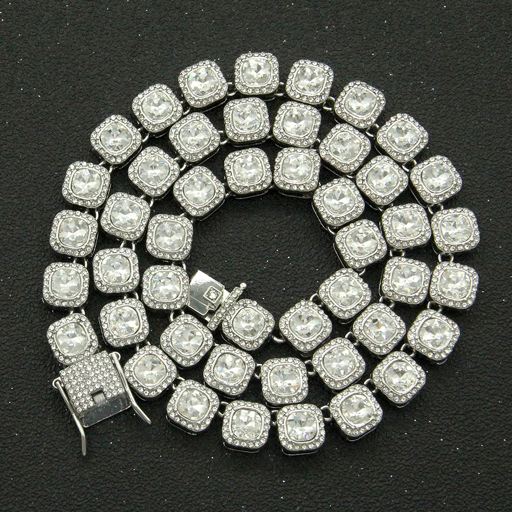 cuban k moissanite chain Custom d Vvs Moissanite Dia S Sier 8mm 12mm Large Tennis Chain Solid Back Hiphop Necklace 4 ier oli Bac Neclace