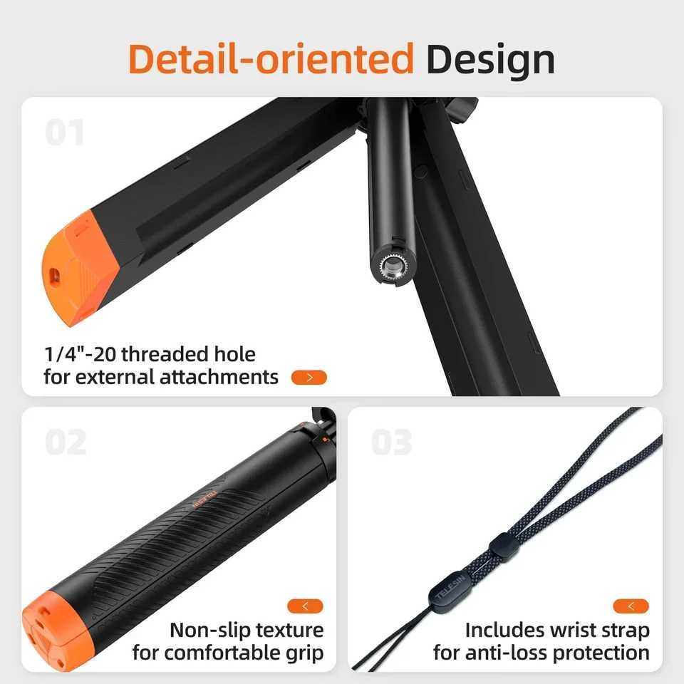 TELESIN Floating Selfie Stick with Tripod for Hero13 12 11 DJI OSMO Action Insta360 Lightweight Waterproof Mount for Vlog Z250116