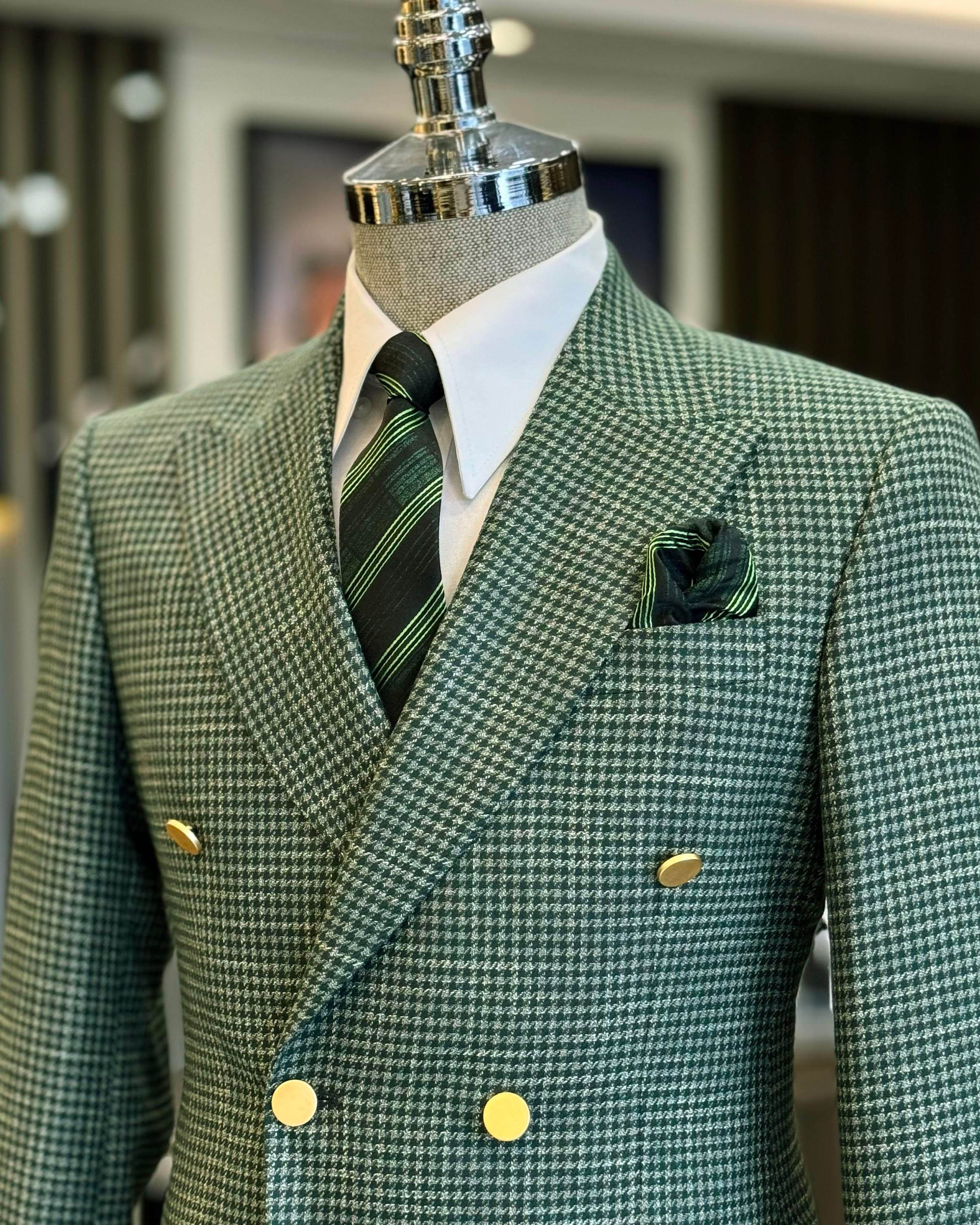Classic Men Suits Check 1 Piece Sets Jacket Peaked Lapel Wedding Tuxedos Double Breasted Man Suit For Groom Wear Customized
