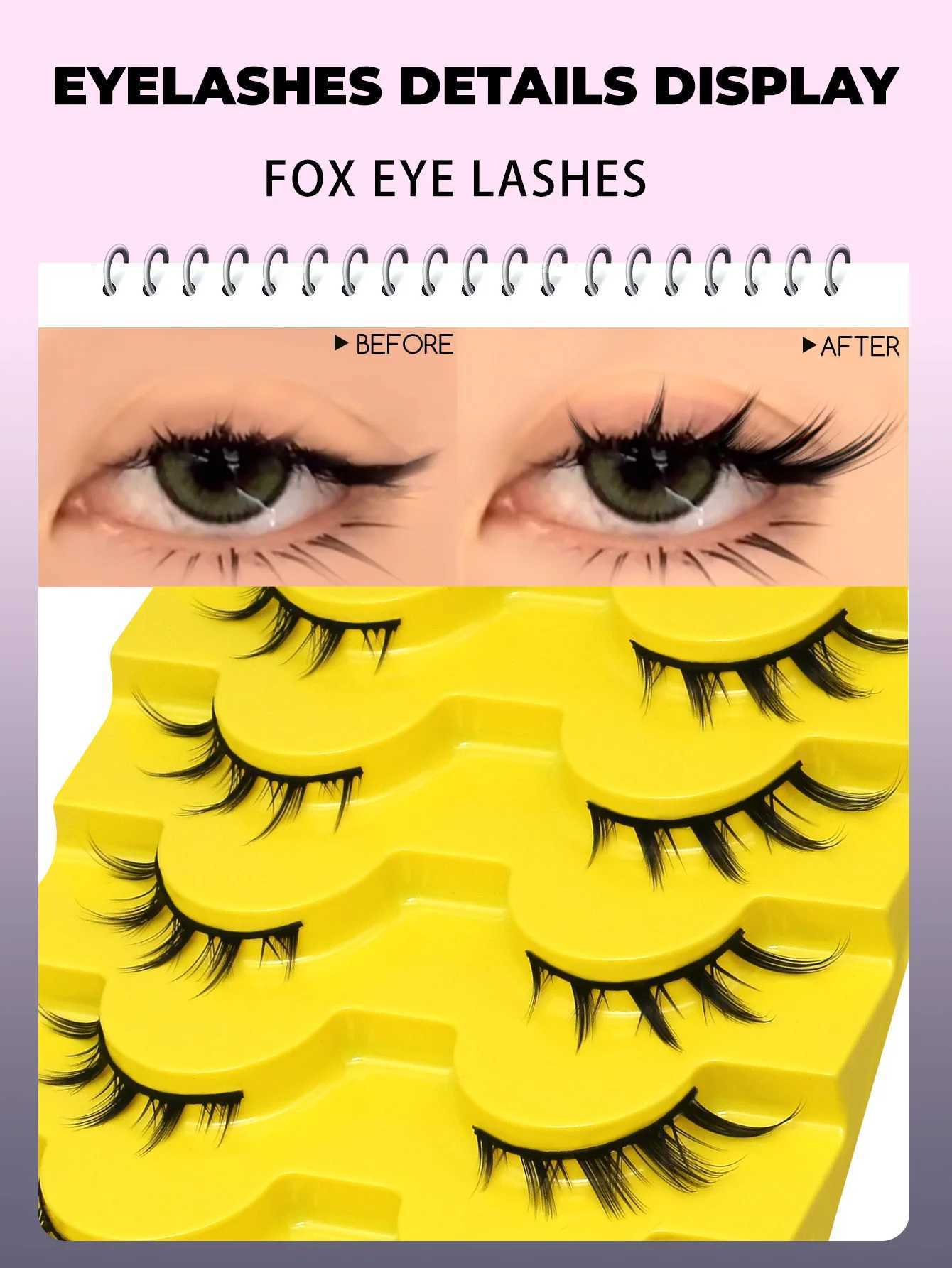 GROINNEYA Cat Eye Lashes 5/7Pairs Natural False Eyelashes 3D Faux Mink Soft Anime Eyelashes Cosplay Volumized Lashes ExtensionXJ250116