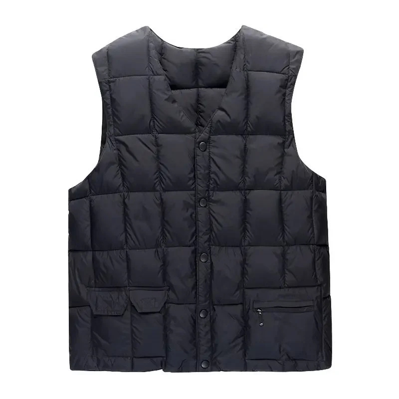 Mens Vest Jacket Sleeveless Jackets Winter Thick Warm Lightweight Waistcoat Loose CottonPadded Vneck Buttons Coat XL5XL 250114Z