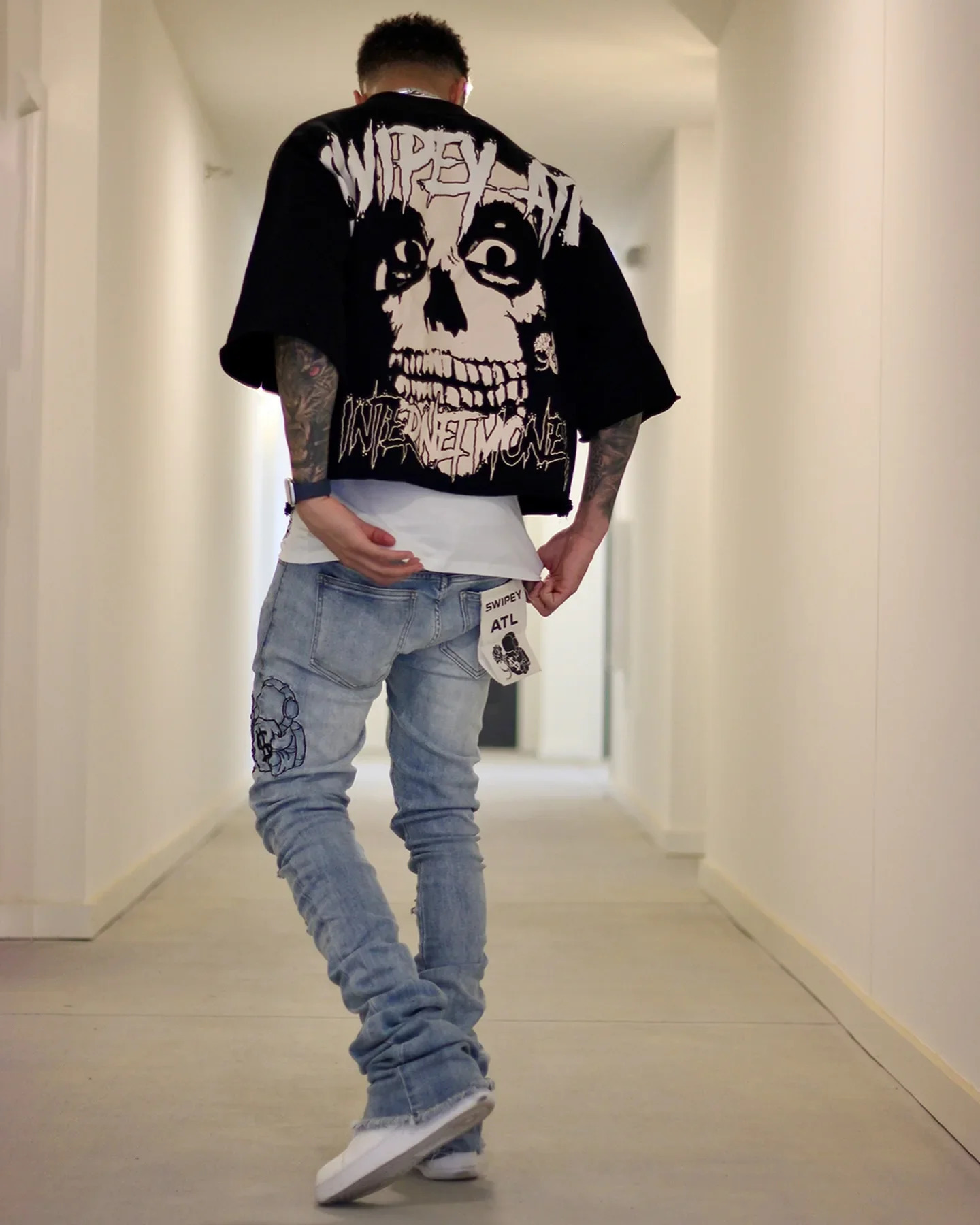 Y2K Vintage Gothic Skull Graphic Print T-Shirt Men Oversized Casual Pure Cotton Short Sleeve Tshirt Streetwear Women Cropped Top 250115