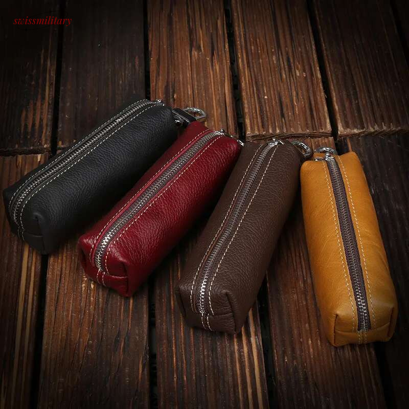 Genuine Cow Leather Men Key Bag Small Business Kay Case Women Housekeepers Wholesale purse keychain wallet swissmilitary