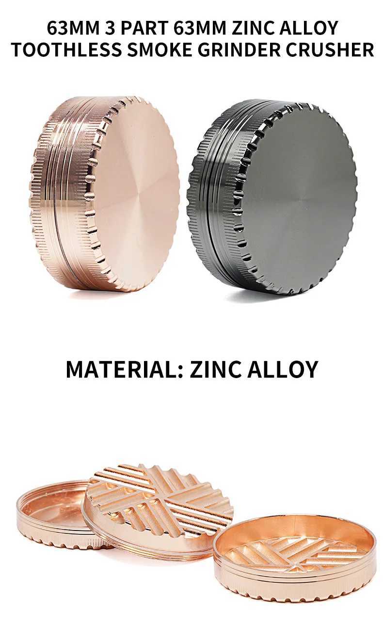 63mm Toothless Tobacco Herb Grinder Herbal Grinders 2 Layers creative aluminum alloy Smoke Breaker Spice Crusher Mill ShredderXJ250116