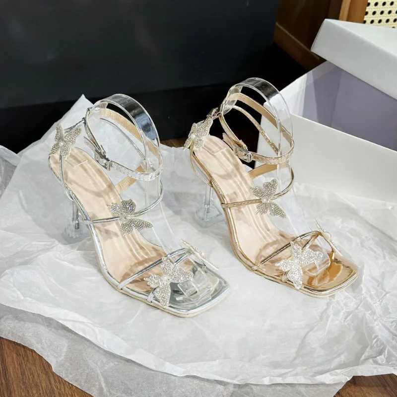 Women Shiny Rhine Bowtie High Heels Sandals Summer Transparent Thin Heeled Pumps Ladies Luxury Fi Party Dress ShoesXJ2500305
