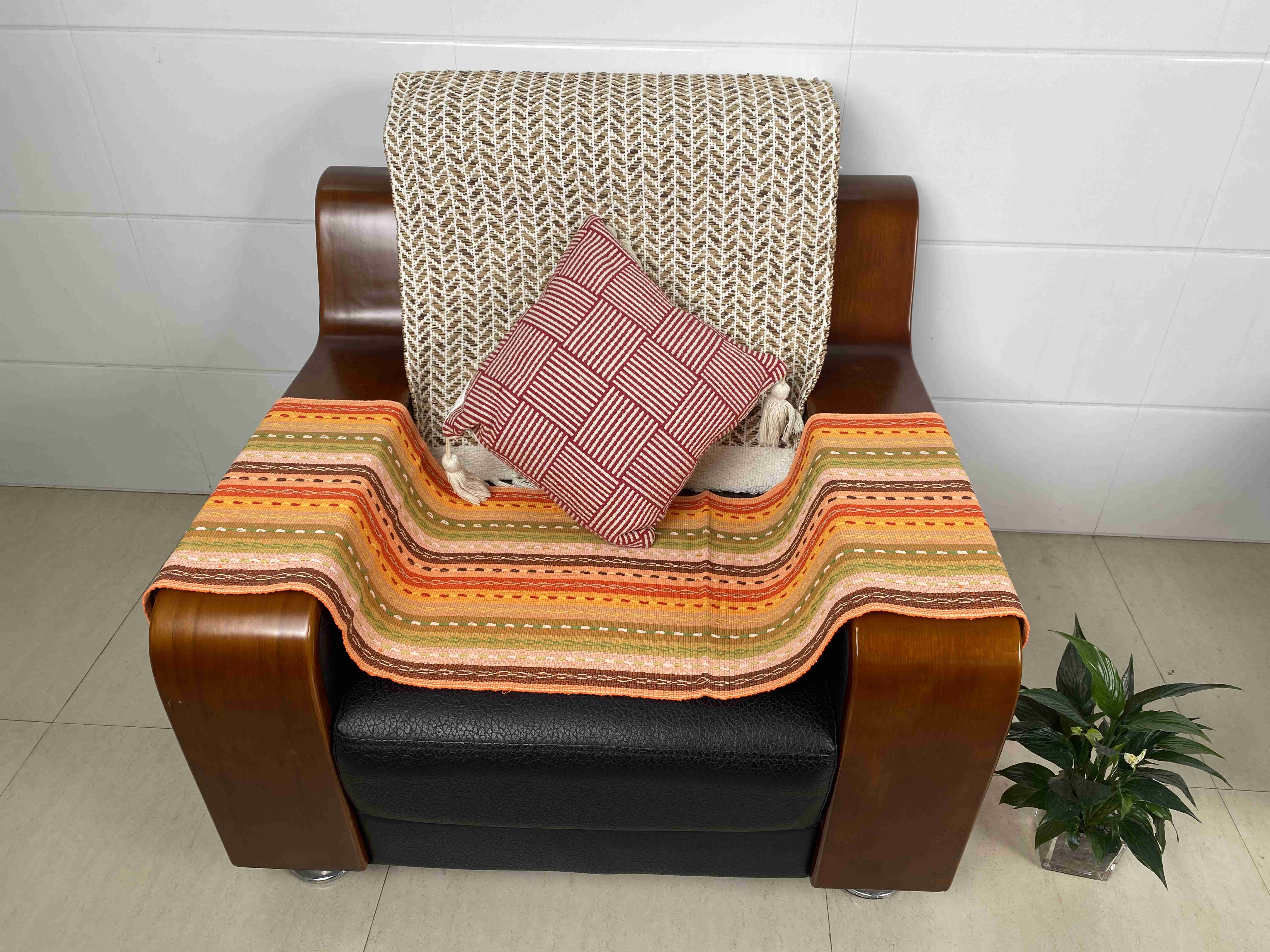 Hand-Weaved Couch Pillow Covers with Breathable Material and Bright Hues