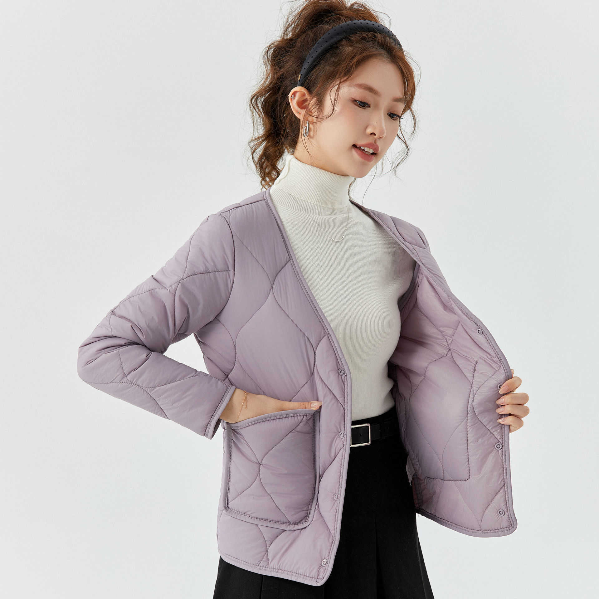 Womens Low Neck Warm Long Sleeved Cotton Inner Liner Womens Home Cotton Clothes Cotton Clothes With Plush Integrated Sleeves With Fur Women Jackets Co