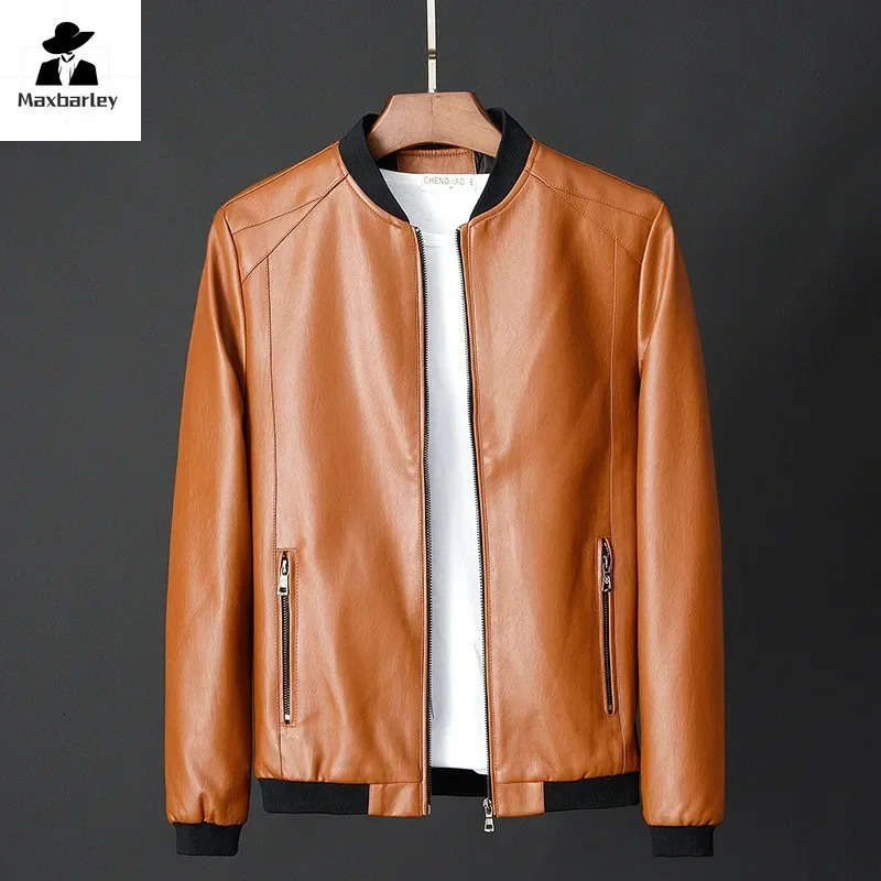 Autumn Men Black Biker PU Leather Coat Korean Fashion Men Pu Leather Jacket Trend Casual Fit Slim Baseball Clothes 8Xl 250109
