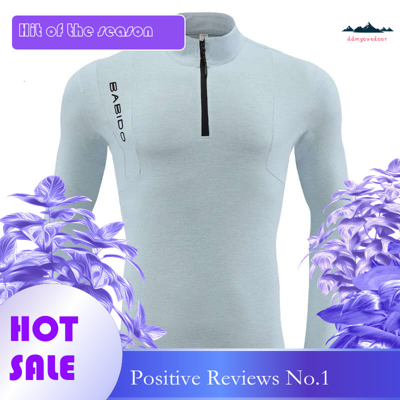 Ddmytiger China Domestic Men Half Zipper Long Sleeves Workout Letter Running Compression Gym Stretch Bodybuilding Tee Breathable Football Training Shi