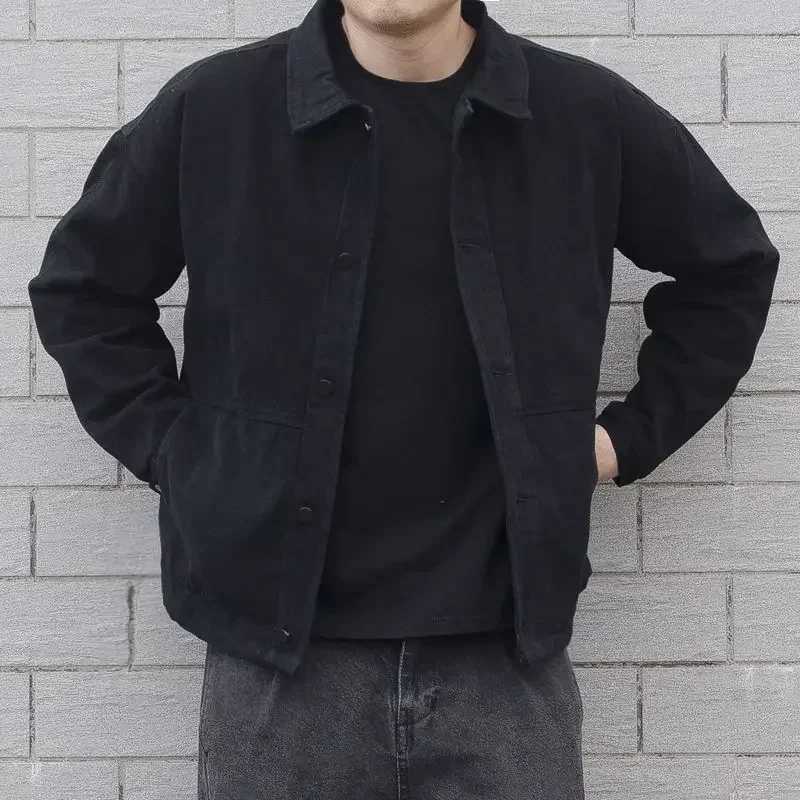 Jeans Coat for Men Padded with Sheep Cargo Denim Jackets Man Padding Wool Brown Warm Trendy Winter Oversize New in 2024 Big Size W250116