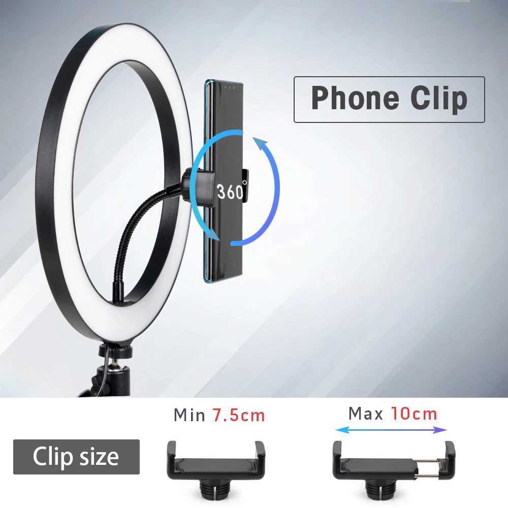 Tripod With LED Ring Light For Phone Tripod Camera Stand Selfie Photography Light LED Lamp Color Photo Studio For YouTube Live Z250116