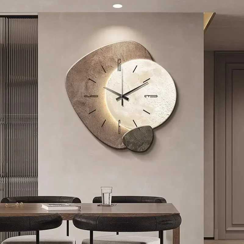 Wall Clocks Modern Wall Clocks Stylish Large Living Room Clock with Light Design Clock Mechanism Silent Minimalism Decoration for Bedroom H250116